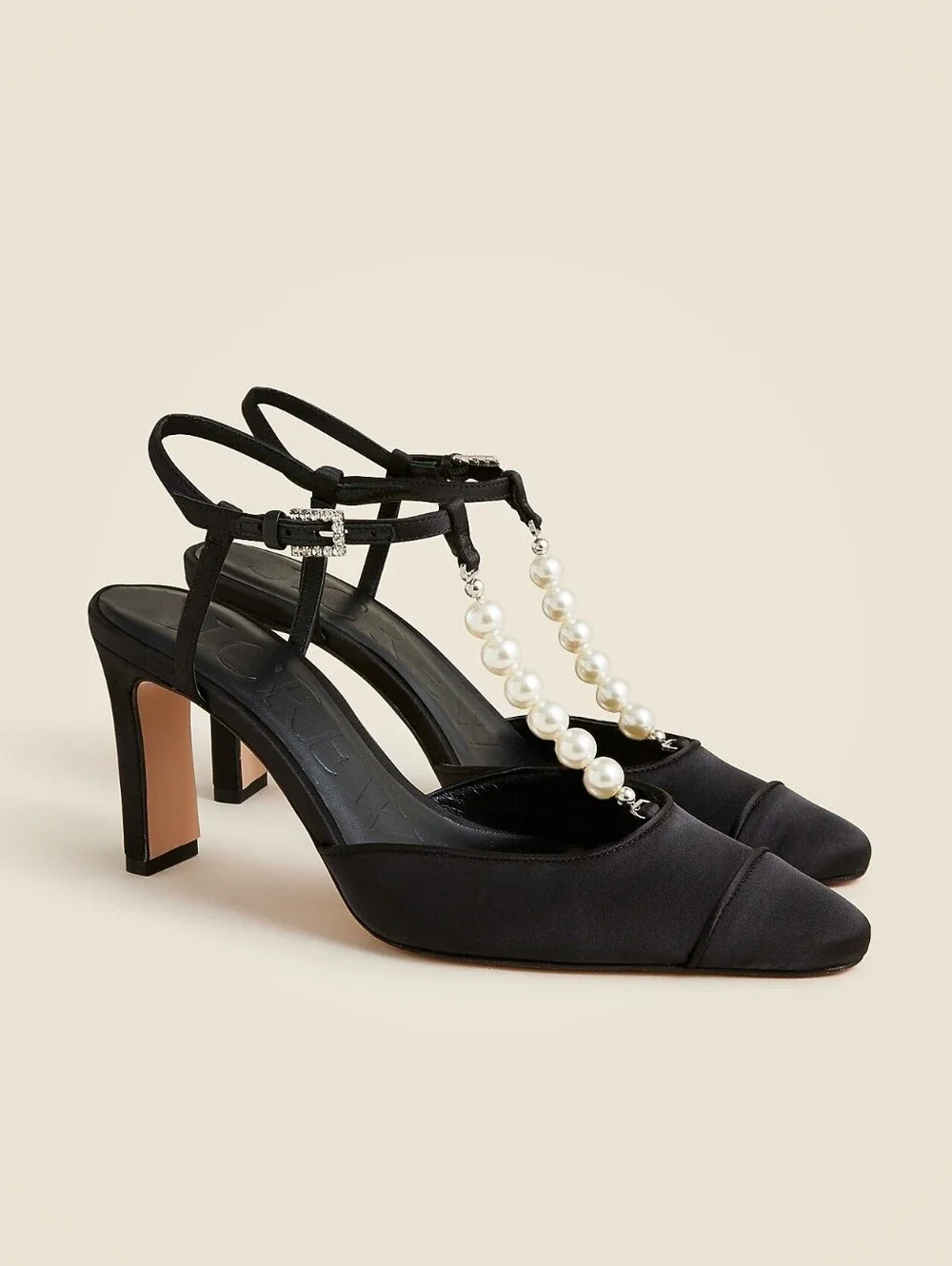J.Crew Made-in-Spain Jules pearl-strap pumps in satin